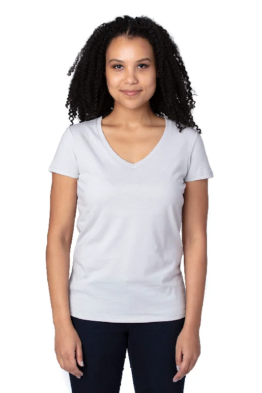 Weekend Shopping Extravaganza Threadfast Apparel Womens Ultimate Short Sleeve V-Neck T-Shirt - Silver Grey