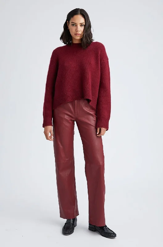 Deal Dash Crimson Leather Straight Leg Trousers