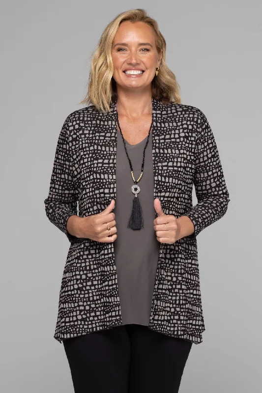 Quick Sale Croc Print Stretch Rayon/Nylon Long Sleeve Jacket