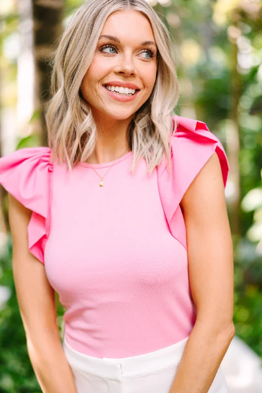 Special Savings Right This Way Pink Ruffled Top