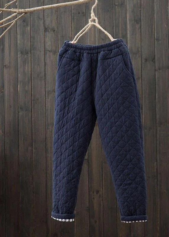 Lowest Price Handmade Navy Elastic Waist Pockets Regular Winter Pants