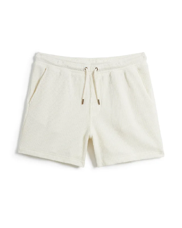 The Cannes Waffle Knit Shorts - Vintage Ivory