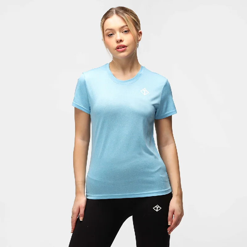 Stock Clearance Turquoise Melange Diamond Ladies Technical T-Shirt