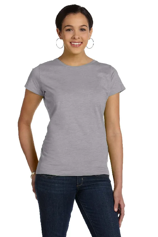 Weekend Deal LAT Womens Fine Jersey Short Sleeve Crewneck T-Shirt - Heather Grey