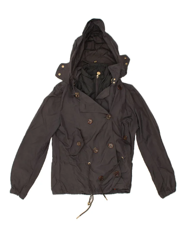 Closeout MASSIMO DUTTI Womens Hooded Bomber Jacket UK 12 Medium Grey Polyester