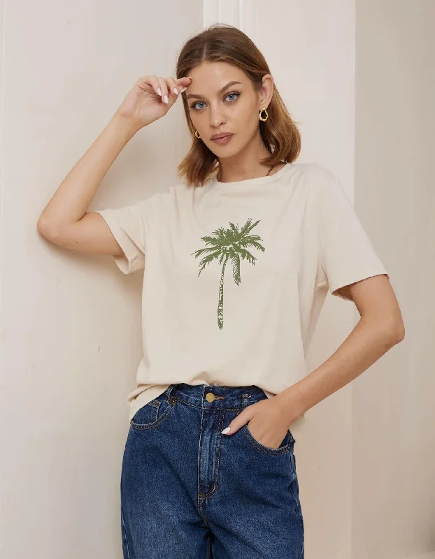 Epic Value Flo Palm Tree Tee in Cream