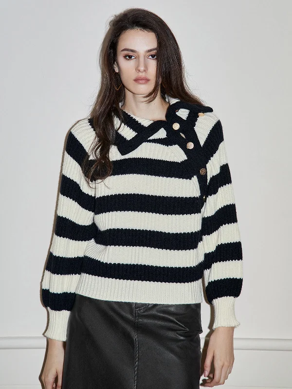 Deal Dash Horizontal Stripes Graceful Texture Sweater