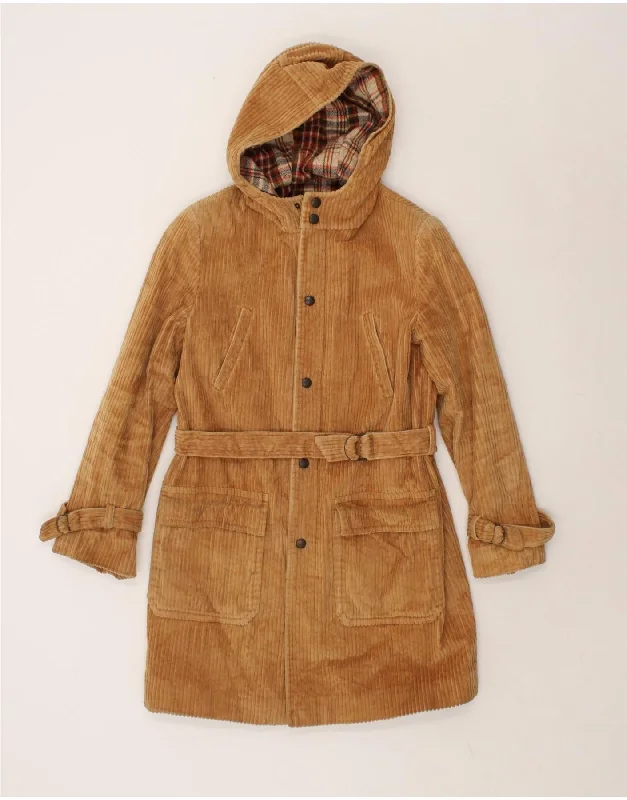 Stock Clearance VINTAGE Womens Hooded Corduroy Coat IT 40 Small Brown