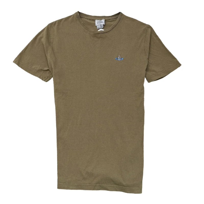 Men's Embroidered Orb T-Shirt Khaki Size M