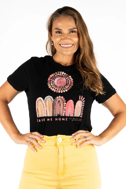 Special Discount Take Me Home Black Cotton Crew Neck Women's T-Shirt