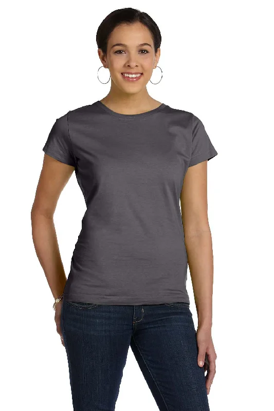 Savings Soar This Weekend LAT Womens Fine Jersey Short Sleeve Crewneck T-Shirt - Charcoal Grey