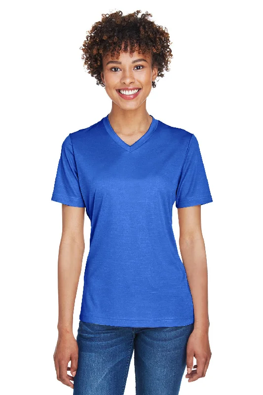 Act Fast Team 365 Womens Sonic Performance Heather Moisture Wicking Short Sleeve V-Neck T-Shirt - Heather Royal Blue