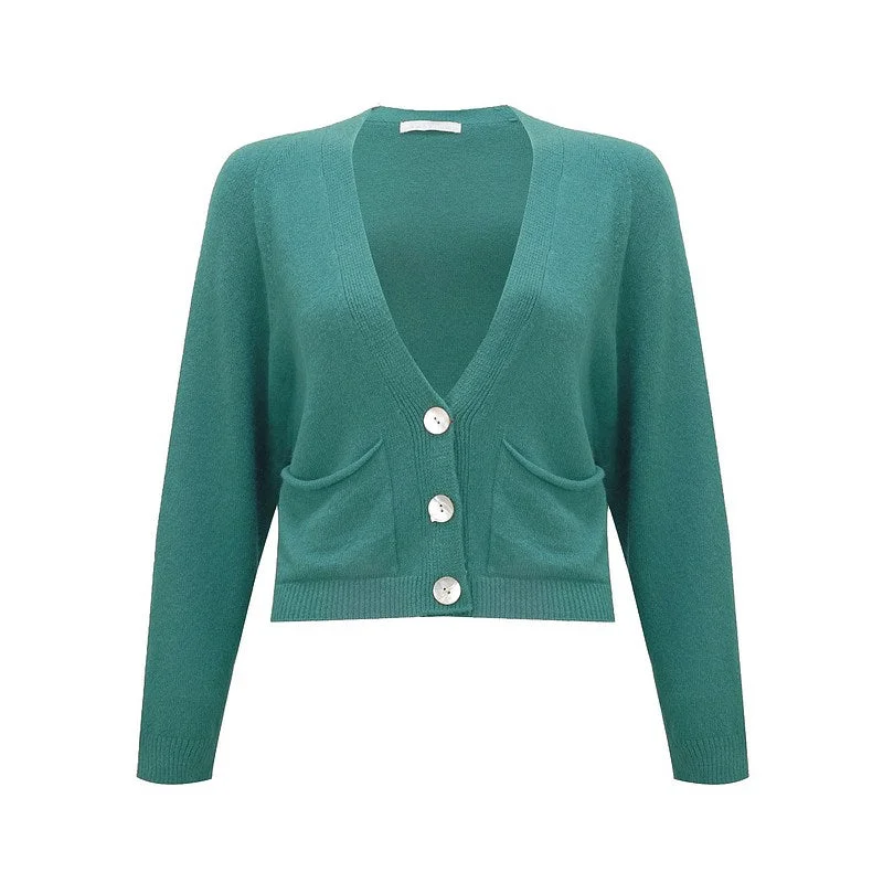 Weekend Bargains to Relish Pook Crop Boxy Cardigan Petrol