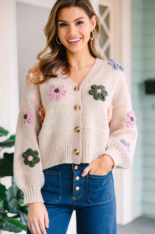 Lowest Price Feeling My Best Ecru White Floral Cardigan
