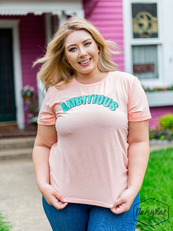 Deal Alert Ambitious on Peach Sherbert-Peach Cuff Tee