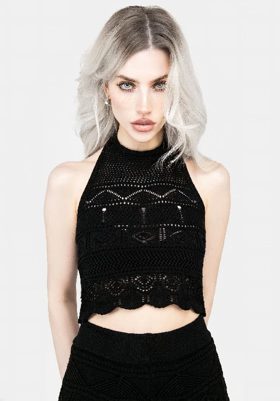 Weekend Discounts to Enjoy Hooked Pointelle Halter Crop Top