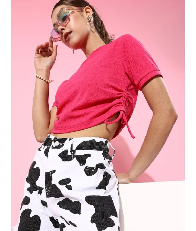 Weekend Deals That Dazzle Cotton Stretchable Side Drawstring Crop Top