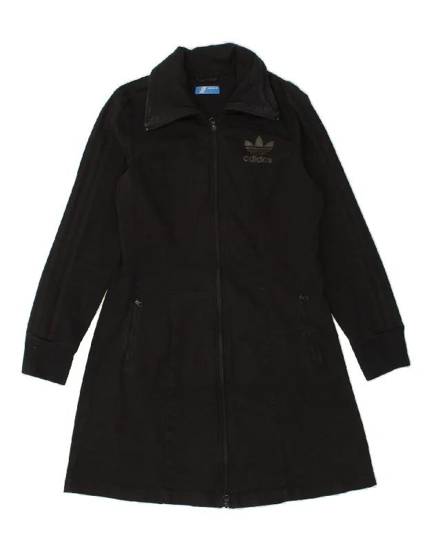 Weekend Bargains to Sizzle ADIDAS Womens Overcoat UK 16 Large Black Cotton