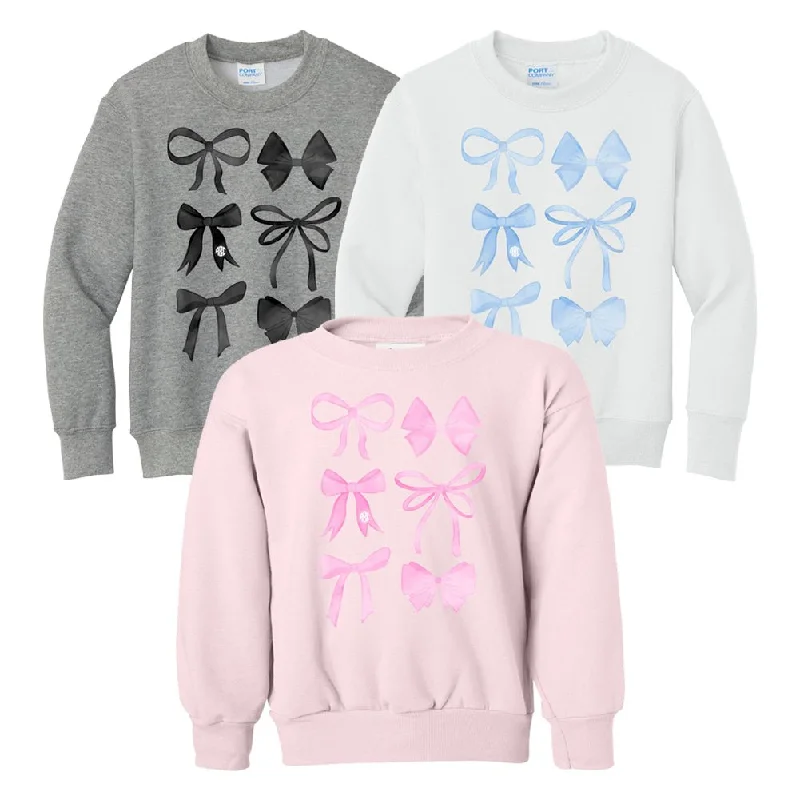 Final Sale Kids Monogrammed 'Watercolor Bows' Crewneck Sweatshirt