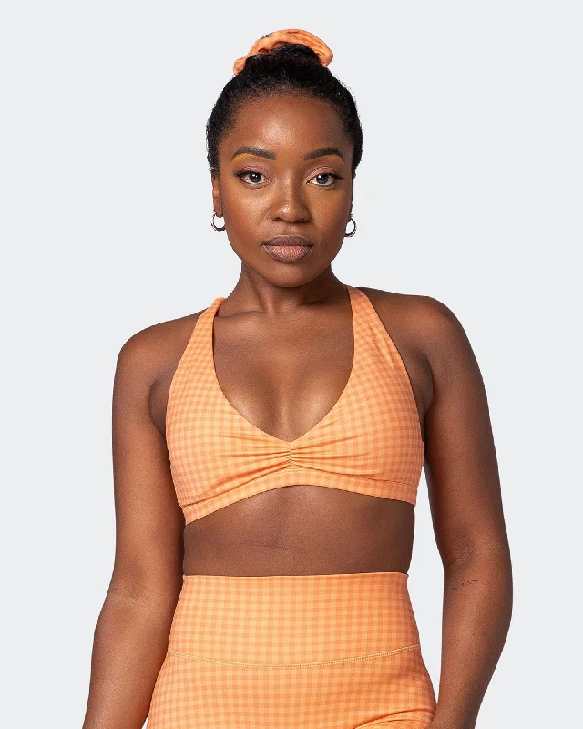 Weekend Offers That Dazzle Stride Bralette - Peaches And Cream Check Print