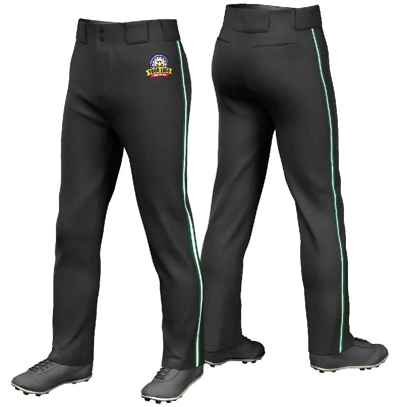 Custom Black Green White-Green Classic Fit Stretch Practice Loose-fit Baseball Pants