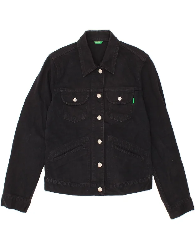 Don’t Miss Out BENETTON Womens Denim Jacket UK 10 Small Navy Blue Cotton