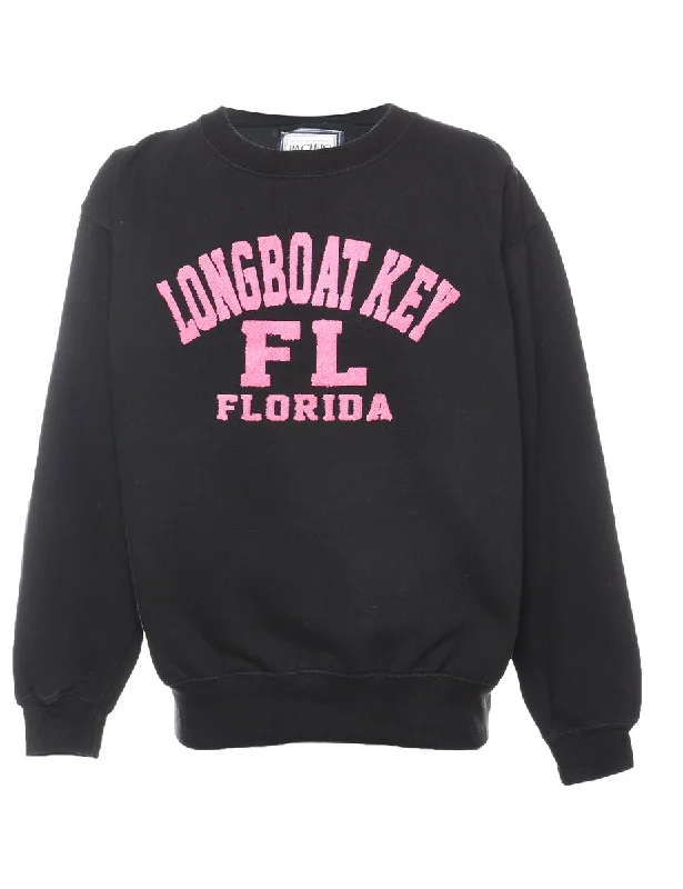 Don't Wait Longboat Key Florida Black & Pink Printed Sweatshirt - L