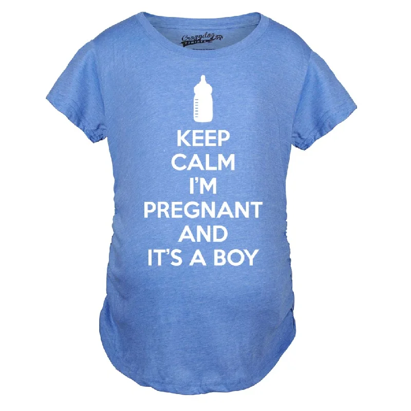 Exclusive Offers Keep Calm I'm Pregnant And It's A Boy Maternity T Shirt