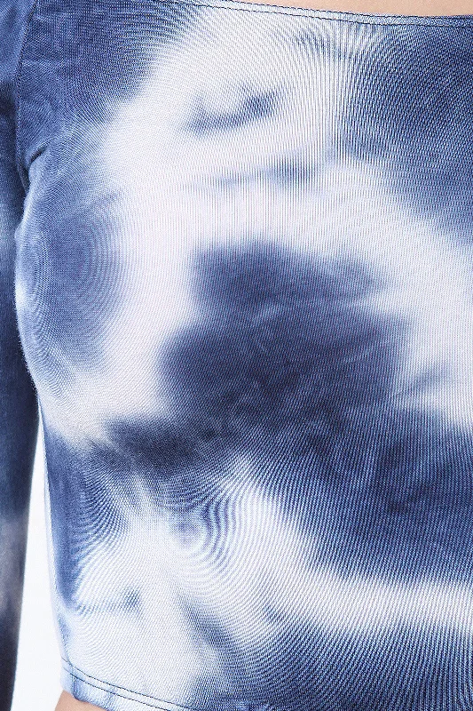 Fantastic Offers Cloudy Tie Dye Off The Shoulder Longsleeve Crop Top