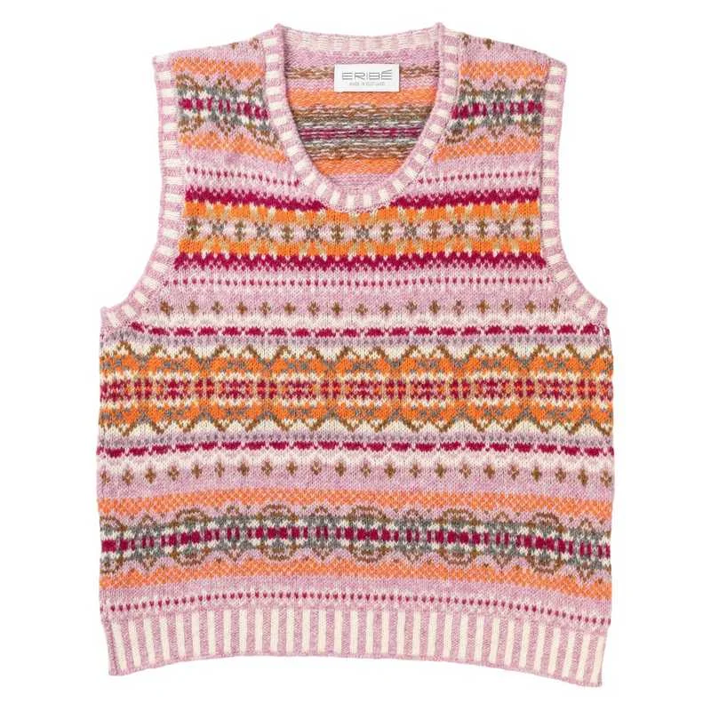 Weekend Bargains Await You Eribe Westray Fairisle Vest in Orange Burst V2427