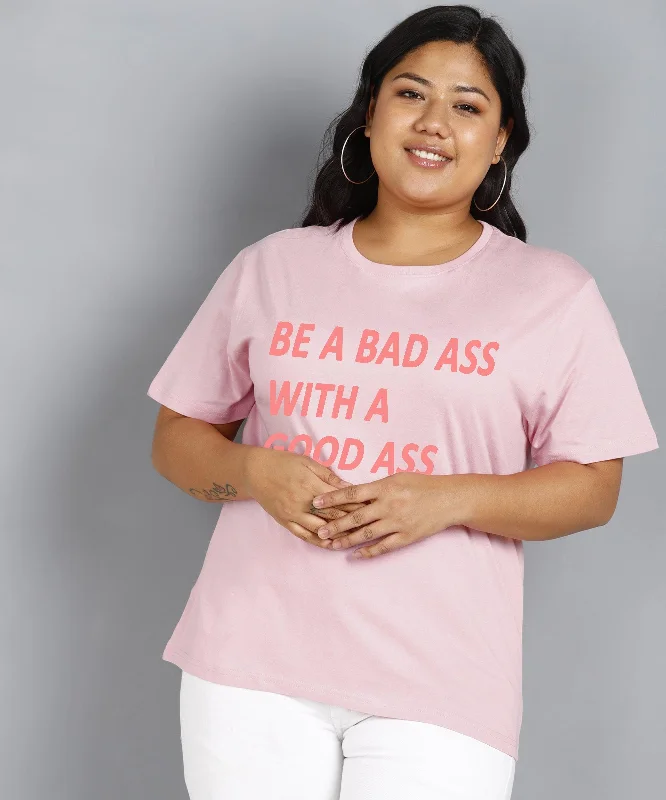 Shop and Save Womens Regular fit Plus Size Printed T-shirt (PINK)