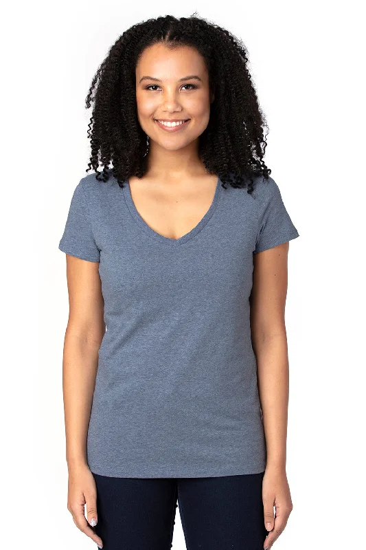 Weekend Deals to Make You Happy Threadfast Apparel Womens Ultimate Short Sleeve V-Neck T-Shirt - Heather Navy Blue