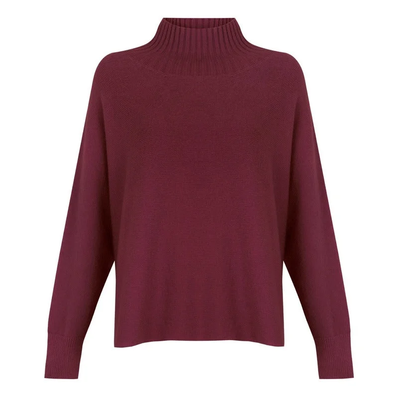Weekend Offers That Please Jolie Boxy High Neck Knit in Mulberry