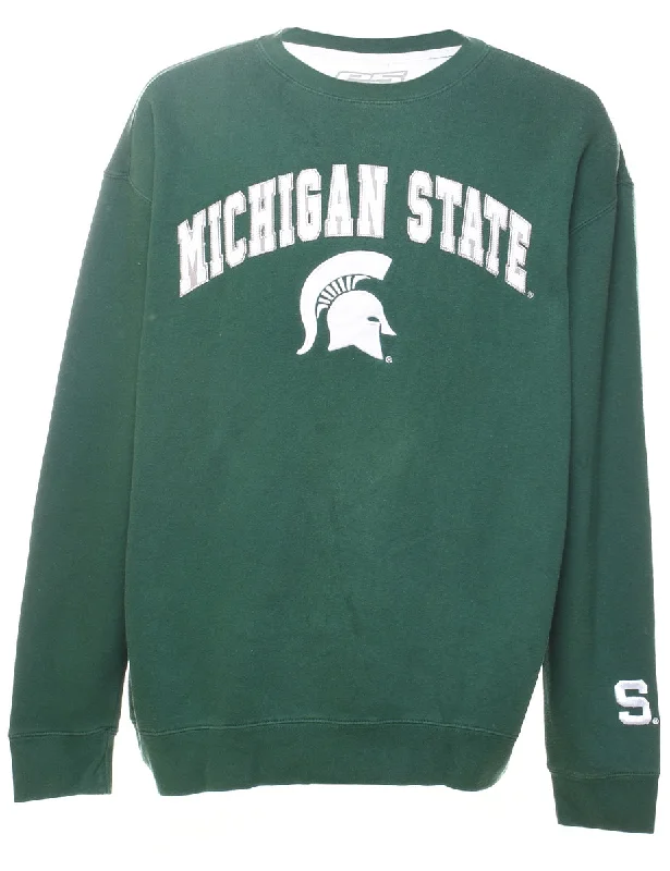 Seasonal Clearance Dark Green Printed Sweatshirt - XL