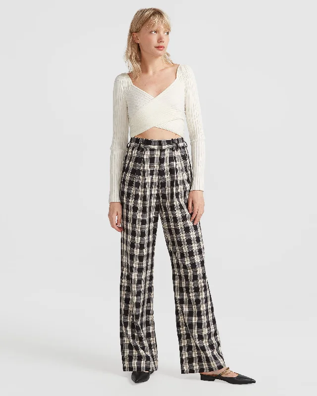 Amazing Deals Dominoes Wide Leg Check Pant - Black Check