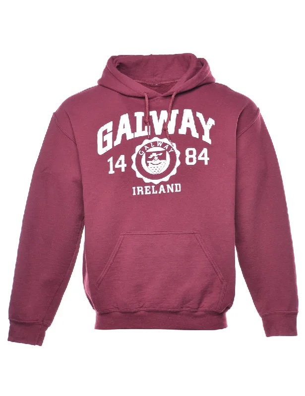Price Buster Calway Printed Burgundy & White Hoodie - M