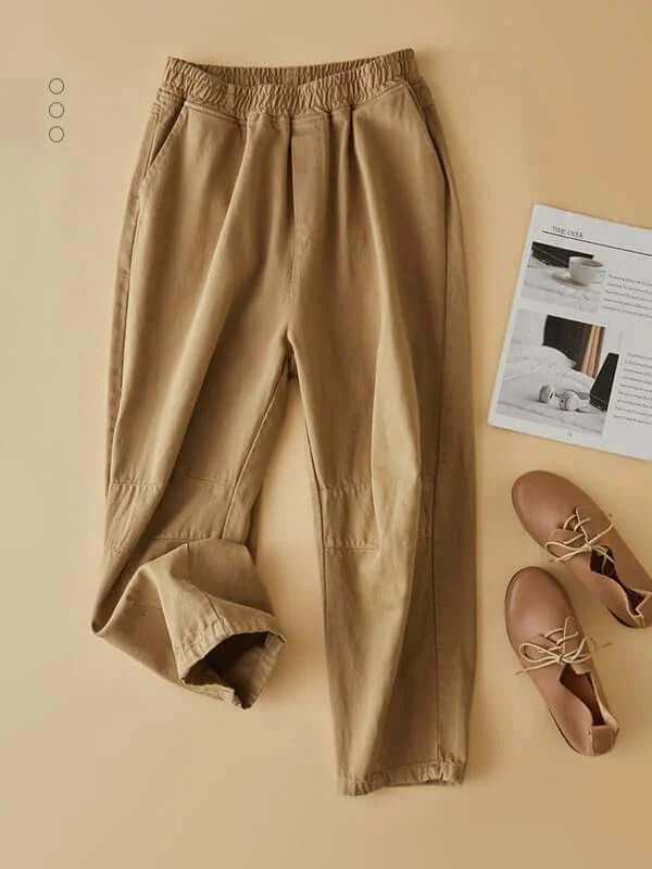 Weekend Savings Spree Loose Casual Straight Solid Color Ninth Pants