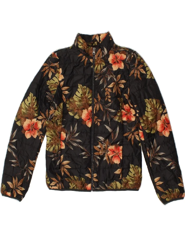 TIME-Limited Offer BENETTON Womens Padded Jacket UK 10 Small Brown Floral Polyester