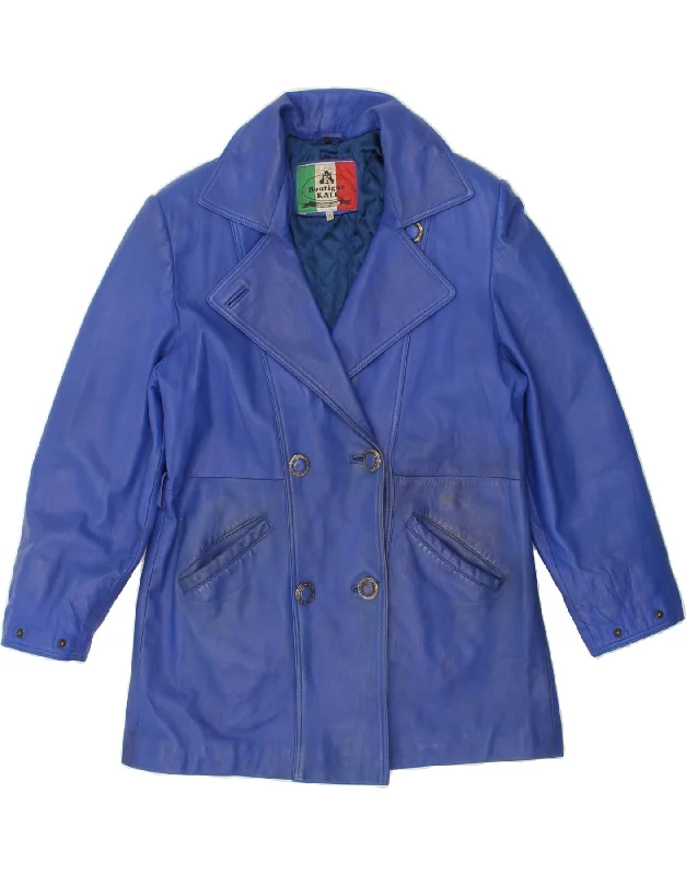 Weekend Deals That Please VINTAGE Womens Double Breasted Leather Coat UK 18 XL Purple Weekend Deals That Please VINTAGE Womens Double Breasted Leather Coat UK 18 XL Purple