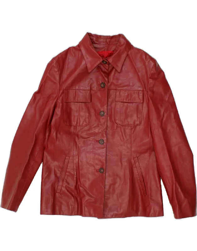 Deal Alert VINTAGE Womens Leather Jacket UK 14 Medium Red Leather