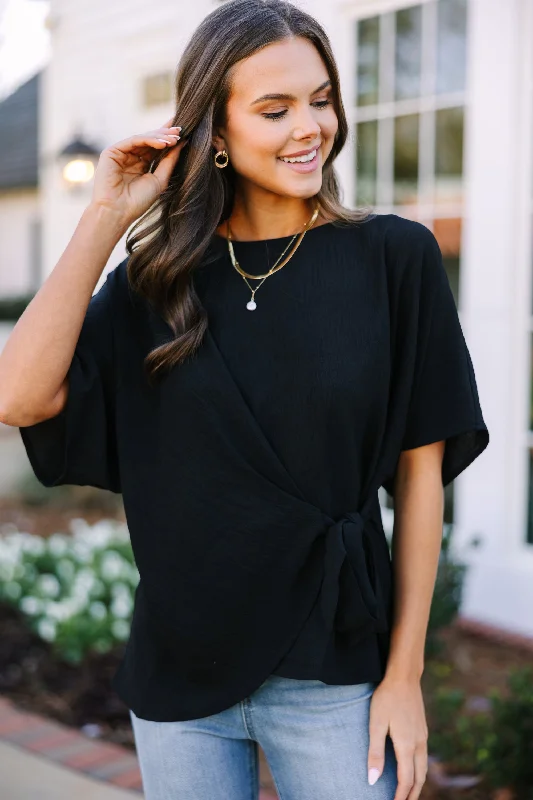 Today’s Special Happy Thoughts Black Tied Blouse