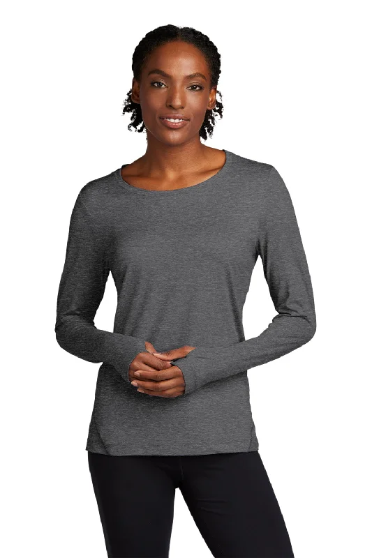 Savings Galore Sport-Tek Womens Exchange 1.5 Long Sleeve Crewneck T-Shirt - Heather Graphite Grey