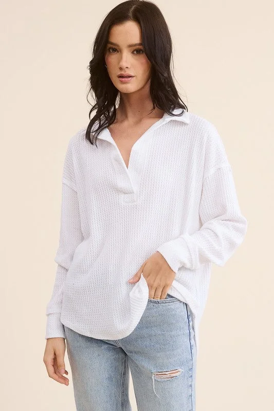 Weekend Bargains Galore Daisy Waffle V-Neck Tunic
