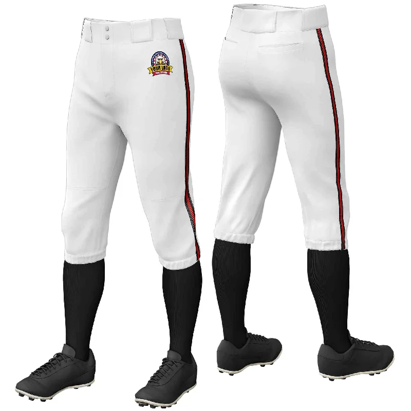 Weekend Special Custom White Black Red-Black Classic Fit Stretch Practice Knickers Baseball Pants