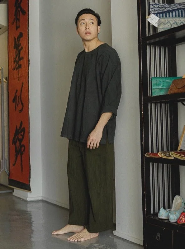 Act Fast Hand-dyed Long Sleeve Top (Army Green)