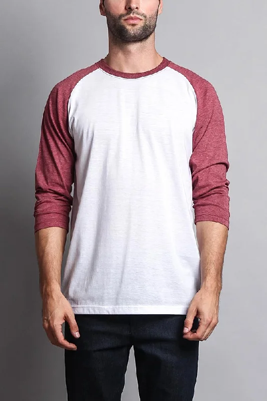 Men's Baseball T-Shirt (White/Burgundy)