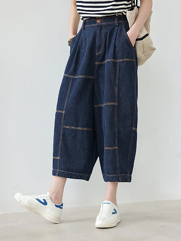Unbeatable Prices Loose Casual Summer Vintage Stitching Pocket Denim Pants