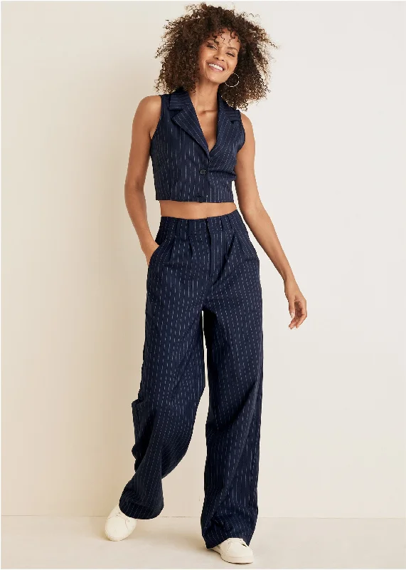 Today’s Special Sleeveless Cropped Suit Set - Navy Multi