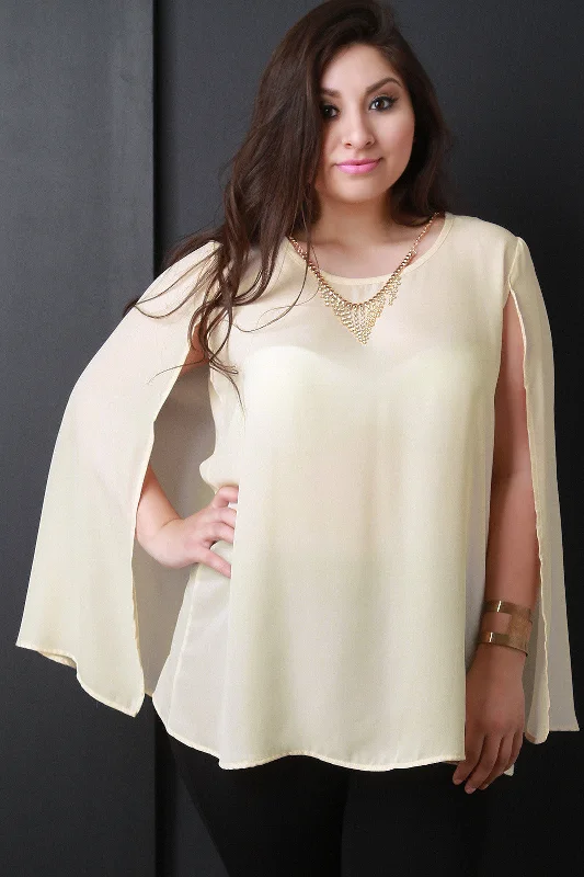 Friends and Family Sale Chiffon Sleeveless Cape Necklace Top