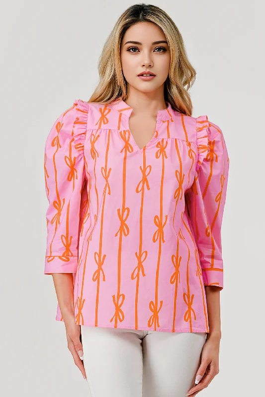 Weekend Savings Bonanza The Presley Top in Pink with Bows